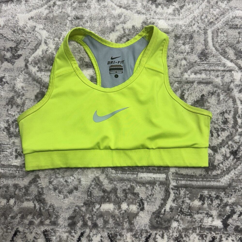 Nike Dri-fit Women’s Sports Bra Neon  Yellow Train High Support Large